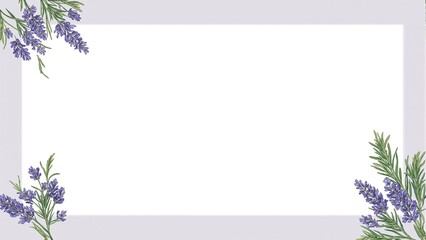 Fototapeta premium Tranquil square frame with lavender flowers and rosemary sprigs