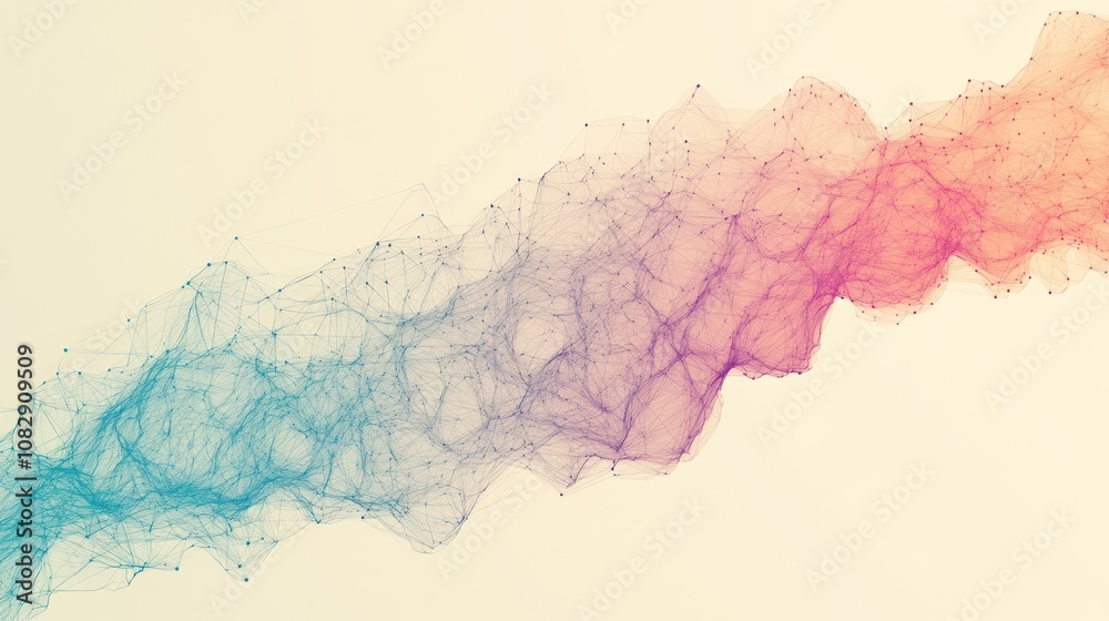Aufkleber A network of thin lines forms a colorful data cloud, symbolizing digital connectivity and information flow in technology today. Generative AI