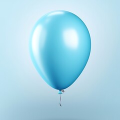 A Blue Balloon Floating Isolated on a Minimal White Background
