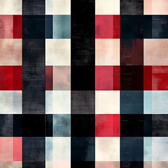 Fototapeta premium Abstract checkered pattern with red, white, black, and blue colors