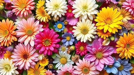 A beautiful and vibrant spring floral pattern with a mix of colorful blooms, vibrant colors, colorful petals