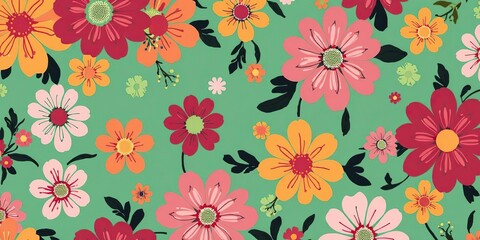 Abstract background pattern featuring vibrant floral designs, vibrant, pattern, background