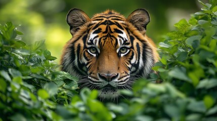 Fototapeta premium A proud Siberian tiger. Tiger in the bush