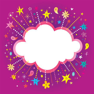 happy fun bursts explosion banner frame with copy space

