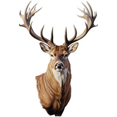 A majestic deer with impressive antlers displayed prominently in a naturalistic pose, transparent png, generative ai