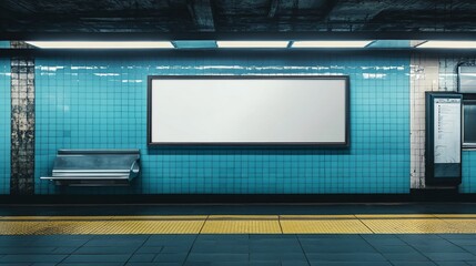 Obraz premium Blank billboard on subway platform.