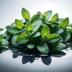 Realistic macro photo of floating leaves,  advertising photo, high-quality image backgroud 