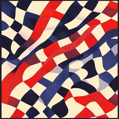 Obraz premium Abstract Checkerboard Pattern with Red, Blue, and White Colors