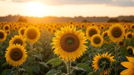 Fototapeta premium Sunflowers field basking in sunlight symbolizing vitality and growth