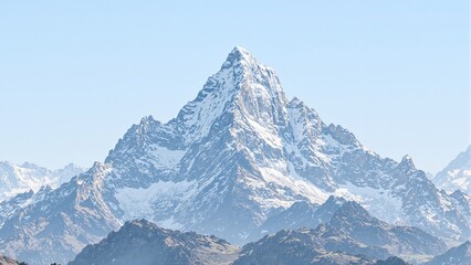 Obraz premium Majestic snow covered mountain peak against clear sky