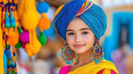 Fototapeta premium Detailed view of traditional jewelry and accessories worn with traditional clothing, displaying cultural identity