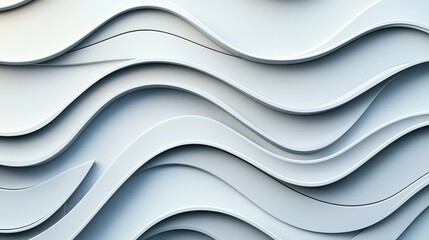 Obraz premium Abstract composition of overlapping white wavy layers creating a three-dimensional effect with smooth curves and subtle shadows in a monochromatic color scheme.
