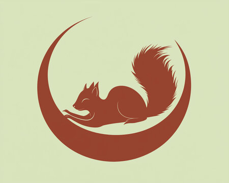 recommend clip art: Unique Red Squirrel Design Lounging on a Crescent Shape