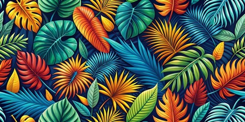 Tropical Leaf Pattern - Vibrant Colors and Lush Foliage, tropical, pattern