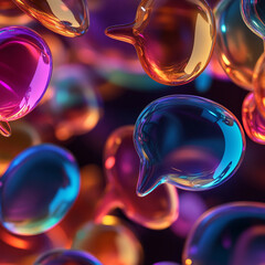 Vibrant 3D speech bubbles on gradient background.