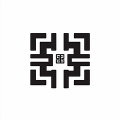 Geometric Black and White Pattern Square Maze Design