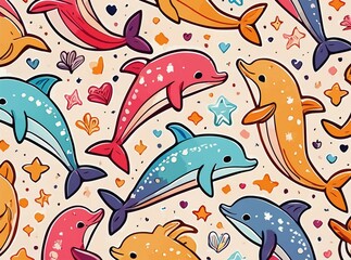 Fototapeta premium Colorful dolphin background wallpaper