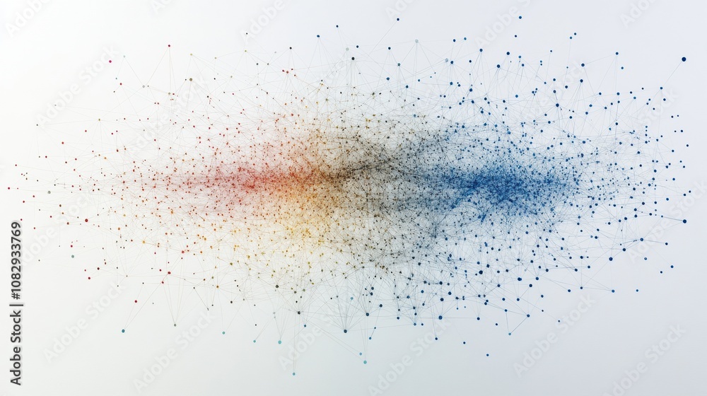 Fototapete Visual representation depicting a data cloud with thin, connecting lines that extend outward, symbolizing digital connectivity and information flow. Generative AI