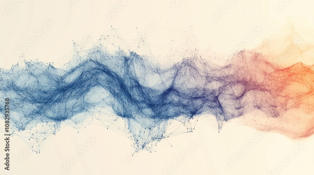 Aufkleber A data cloud is illustrated with thin lines extending outward, symbolizing connectivity and the flow of information across a network. Generative AI
