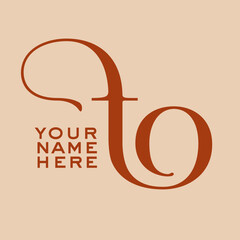 TO monogram logo signature icon. Elegant intertwined alphabet initials. Letter t, letter o luxury lettering sign. Modern deco design, fashion, beauty spa, wedding style characters typography.