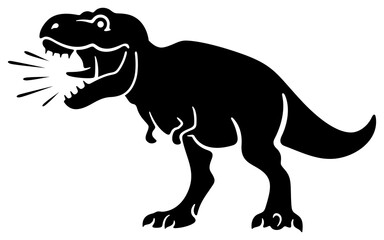 Tyrannosaurus rex, tyrannosaurus roar or roaring. Black. Dinosaur, animals, predator and reptile, illustration
