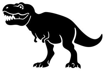 Tyrannosaurus rex, tyrannosaurus roar or roaring. Black. Dinosaur, animals, predator and reptile, illustration