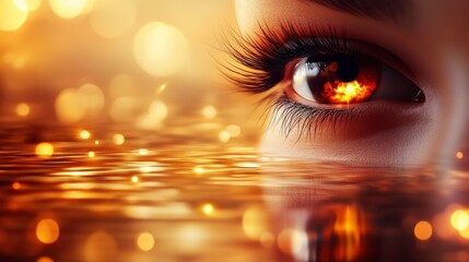 Fototapeta premium Eye Reflection in Peaceful Landscape with Soft Lighting