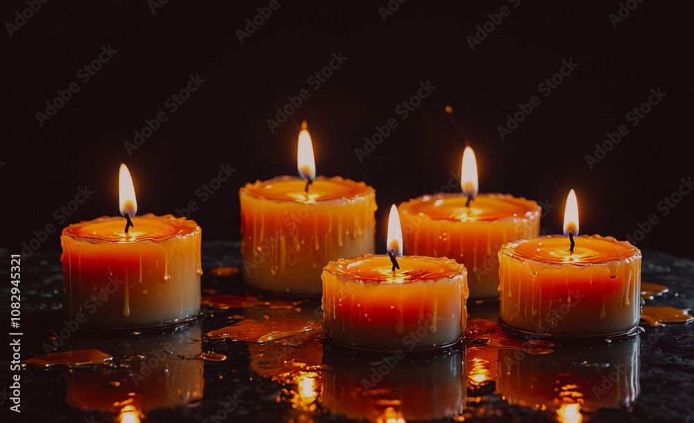 Poster row of candles with wax dripping from them