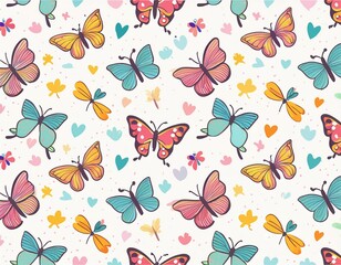 Colorful Butterfly Pattern on white background
