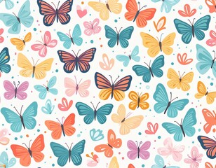 Colorful Butterfly Pattern on white background