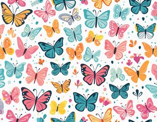 Colorful Butterfly Pattern on white background
