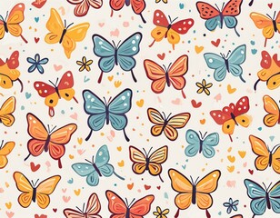 Colorful Butterfly Pattern on white background