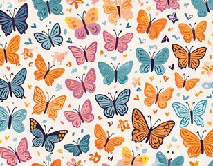 Colorful Butterfly Pattern on white background