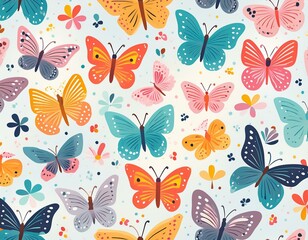 Colorful Butterfly Pattern on white background