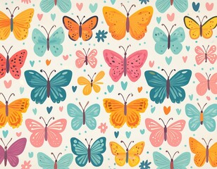 Colorful Butterfly Pattern on white background