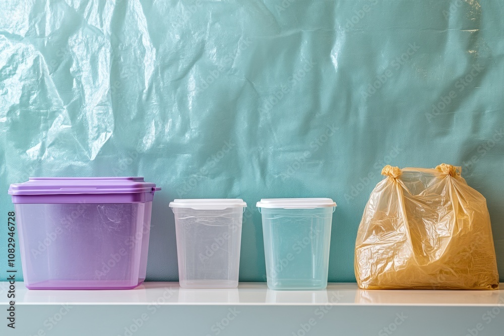 Poster reusable containers are displayed prominently, emphasizing eco-friendliness amid a variety of single