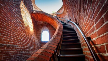 Naklejka premium interiors of a medieval red-brick castle tower, detail of the st