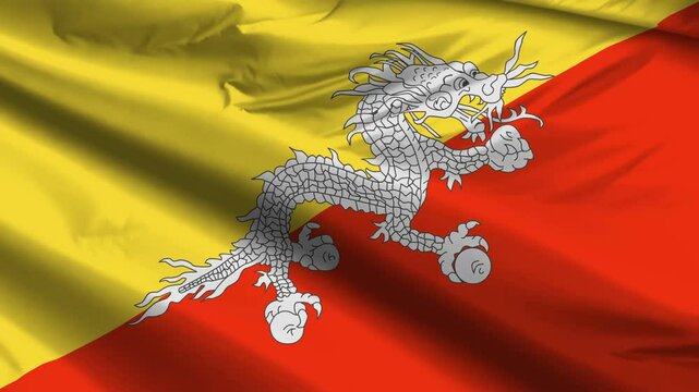 buthan flag moved by the wind