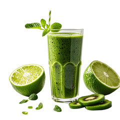 Green detox smoothie. Smoothie recipes for a fast weight loss on transparent background