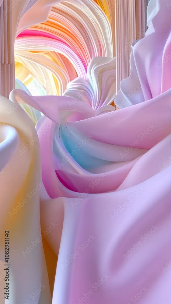 Canvas Prints a close-up of soft, pastel-colored fabric draped and folded, creating an abstract, swirling pattern