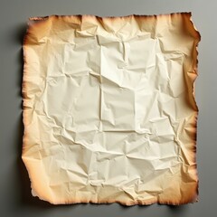 Obraz premium Sheet of old crumpled paper burned all over the edges.