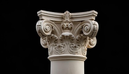 Fototapeta premium Antique greek column on a black background
