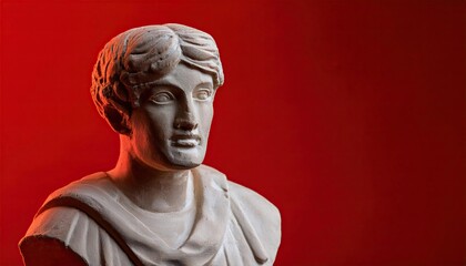 Statue of the person on a red background