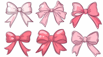 A set of pink bows in a simple line art drawing