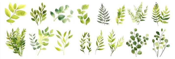 Elegant Watercolor Greenery Arrangement: Eucalyptus Leaves and Rustic Floral Bouquet for Invitations and Cards