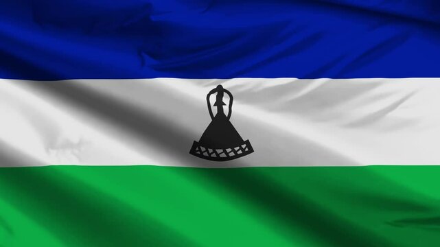 lesoto flag moved by the wind