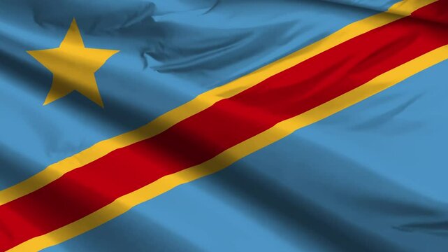 dr congo flag moved by the wind
