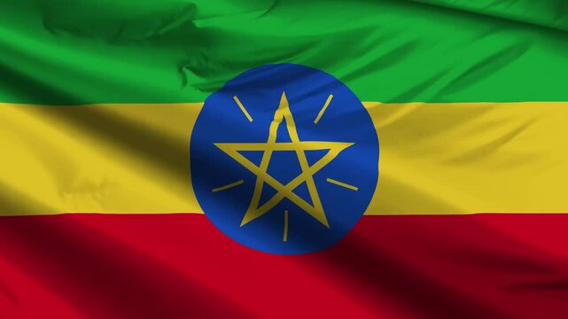 ethiopia flag moved by the wind