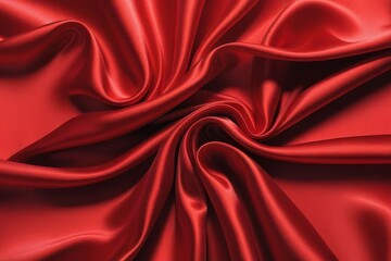 Fototapeta premium Red silk or satin luxury fabric texture can use as abstract background. Top view.