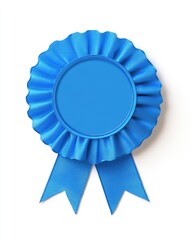 Isolated Brilliant Blue Achievement Ribbon on Clean White Background for Award Recognition